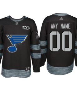 Custom St Louis Blues Black 1917 2017 100th Anniversary Jersey