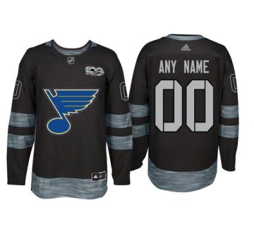 Custom St Louis Blues Black 1917 2017 100th Anniversary Jersey