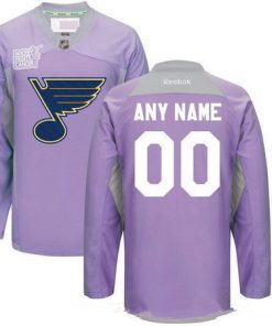 Custom St Louis Blues Purple Pink Hockey Fights Cancer Practice Jersey