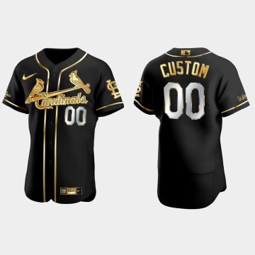 Custom St Louis Cardinals Gold Edition Flex Base Jersey Black