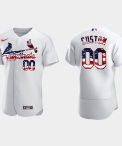 Custom St Louis Cardinals 2020 Stars Stripes 4th Of July Jersey White