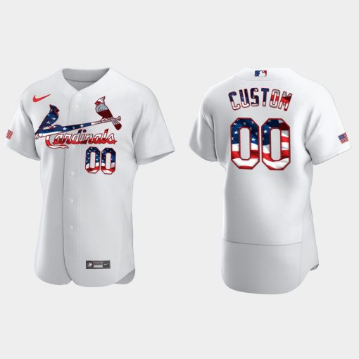 Custom St Louis Cardinals 2020 Stars Stripes 4th Of July Jersey White