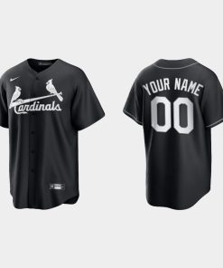 Custom St Louis Cardinals 2021 All Black Fashion Cool Base Jersey Black White