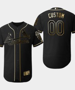 Custom St Louis Cardinals Black Gold Flexbase Jersey
