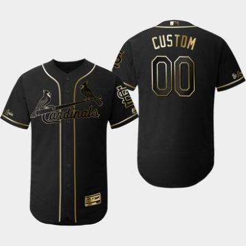 Custom St Louis Cardinals Black Gold Flexbase Jersey
