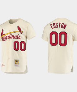 Custom St Louis Cardinals Cooperstown Collection Flex Base Jersey Cream