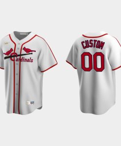 Custom St Louis Cardinals Cooperstown Collection Home Jersey White