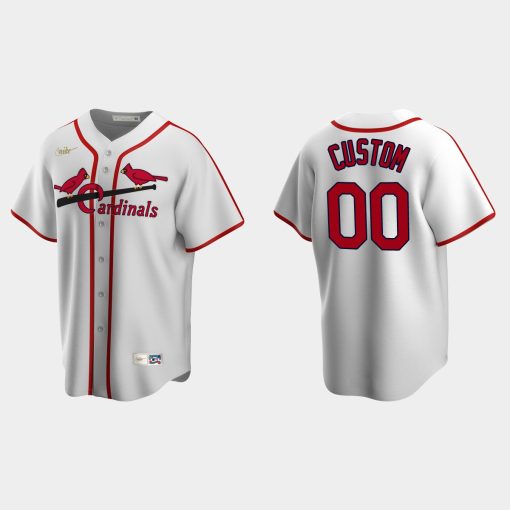 Custom St Louis Cardinals Cooperstown Collection Home Jersey White