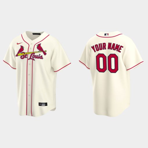 Custom St Louis Cardinals Cream Cool Base Alternate Jersey