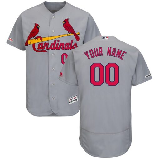 Custom St. Louis Cardinals Gray Road Flex Base Jersey