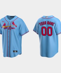 Custom St Louis Cardinals Light Blue Cool Base Alternate Jersey