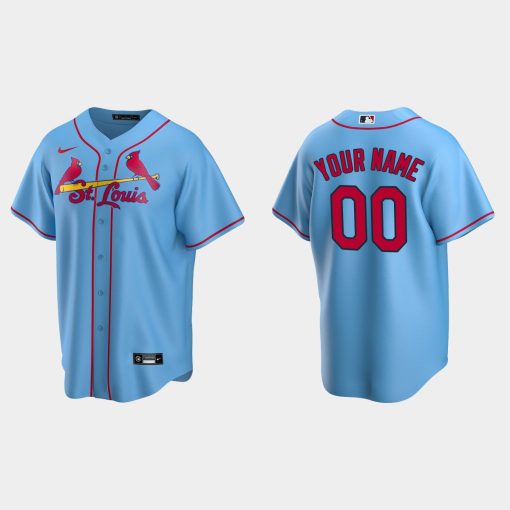 Custom St Louis Cardinals Light Blue Cool Base Alternate Jersey