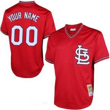 Custom St Louis Cardinals Red Mesh Batting Practice Throwback Cooperstown Collection Baseball Jersey