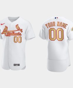 Custom St Louis Cardinals White Gold 2011 World Series Champions Jersey