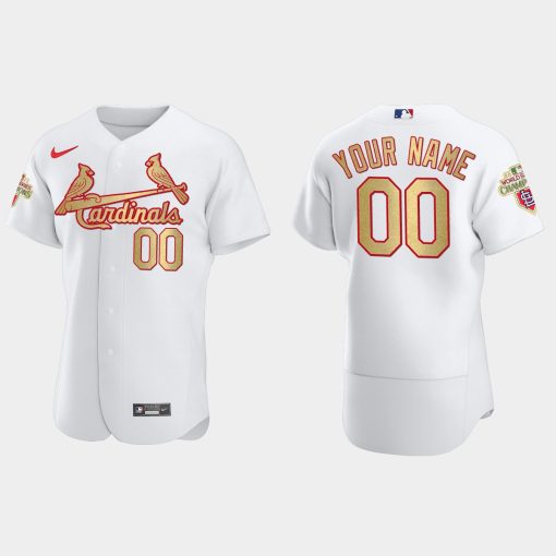 Custom St Louis Cardinals White Gold 2011 World Series Champions Jersey