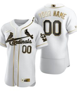 Custom St. Louis Cardinals White Flex Base Golden Edition Jersey