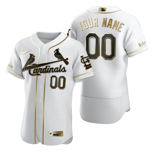 Custom St. Louis Cardinals White Flex Base Golden Edition Jersey