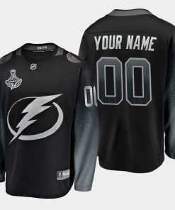Custom Tampa Bay Lightning 2020 Stanley Cup Champions Alternate Breakaway Player Black Jersey