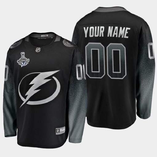 Custom Tampa Bay Lightning 2020 Stanley Cup Champions Alternate Breakaway Player Black Jersey