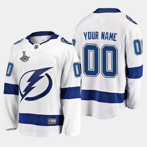 Custom Tampa Bay Lightning 2020 Stanley Cup Champions Away Breakaway Player White Jersey