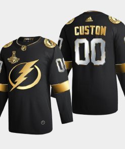 Custom Tampa Bay Lightning 2020 Stanley Cup Champions Golden Limited Black Jersey