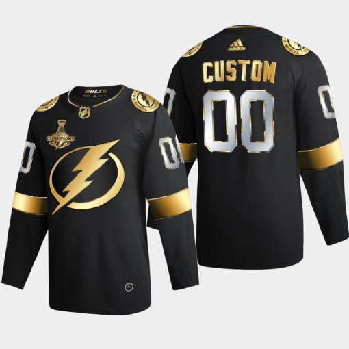 Custom Tampa Bay Lightning 2020 Stanley Cup Champions Golden Limited Black Jersey