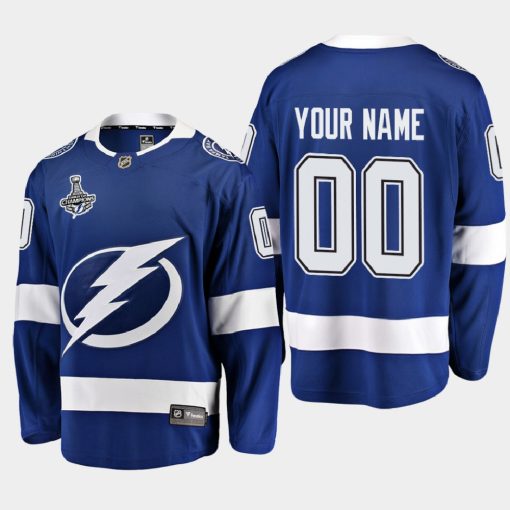 Custom Tampa Bay Lightning 2020 Stanley Cup Champions Home Breakaway Player Blue Jersey