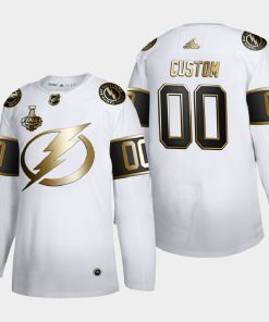 Custom Tampa Bay Lightning 2020 Stanley Cup Final Gold Limited White Jersey