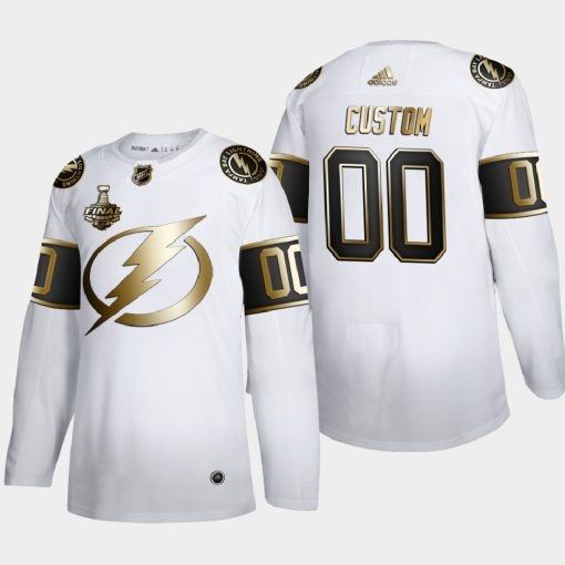 Custom Tampa Bay Lightning 2020 Stanley Cup Final Gold Limited White Jersey