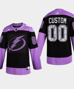 Custom Tampa Bay Lightning 2021 Hockey Fights Cancer Night Purple Jersey