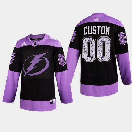 Custom Tampa Bay Lightning 2021 Hockey Fights Cancer Night Purple Jersey