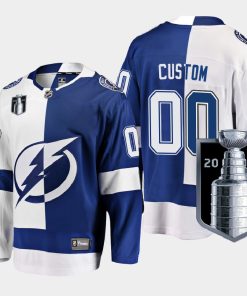 Custom Tampa Bay Lightning 2022 Eastern Conference Champs Blue White Jersey Split