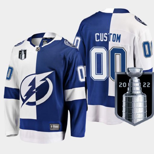 Custom Tampa Bay Lightning 2022 Eastern Conference Champs Blue White Jersey Split