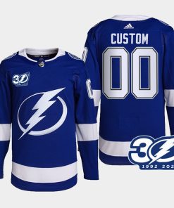 Custom Tampa Bay Lightning Blue Jersey 1992-2022 30th Season Home