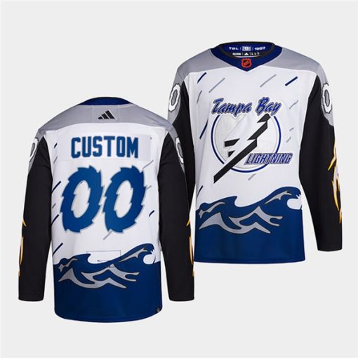 Custom Tampa Bay Lightning White 2022 Reverse Retro Stitched Jersey