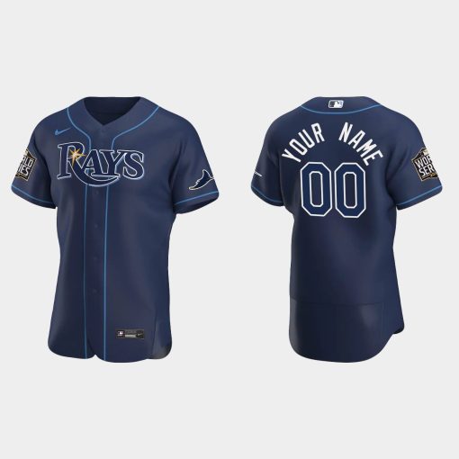 Custom Tampa Bay Rays 2020 World Series Flex Base Alternate Jersey Navy