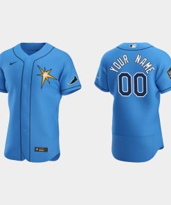 Custom Tampa Bay Rays 2020 World Series Flex Base Alternate Team Jersey Light Blue