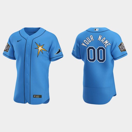 Custom Tampa Bay Rays 2020 World Series Flex Base Alternate Team Jersey Light Blue