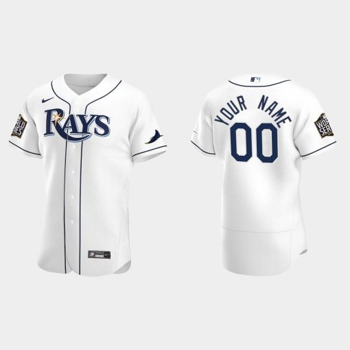 Custom Tampa Bay Rays 2020 World Series Flex Base Home Jersey White