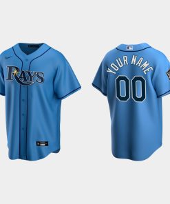 Custom Tampa Bay Rays Cool Base 2020 World Series Alternate Jersey Light Blue
