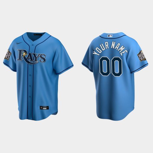 Custom Tampa Bay Rays Cool Base 2020 World Series Alternate Jersey Light Blue