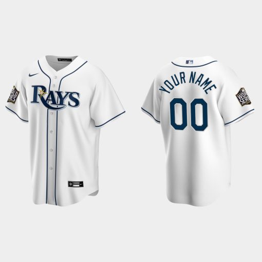 Custom Tampa Bay Rays Cool Base 2020 World Series Home Jersey White