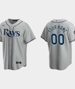 Custom Tampa Bay Rays Cool Base 2020 World Series Road Jersey Gray