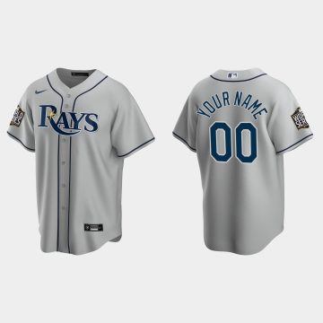 Custom Tampa Bay Rays Cool Base 2020 World Series Road Jersey Gray