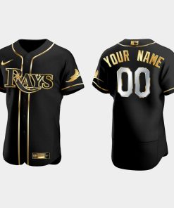 Custom Tampa Bay Rays Gold Edition Flex Base Jersey Black