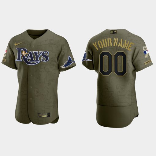 Custom Tampa Bay Rays 2021 Salute To Service Digital Camo Jersey Green