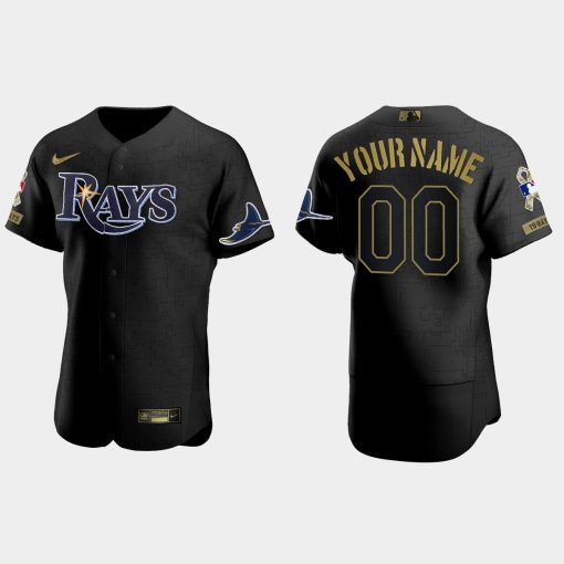 Custom Tampa Bay Rays 2021 Salute To Service Jersey All Black