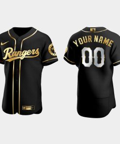 Custom Texas Rangers Golden Edition Flex Base Jersey Black