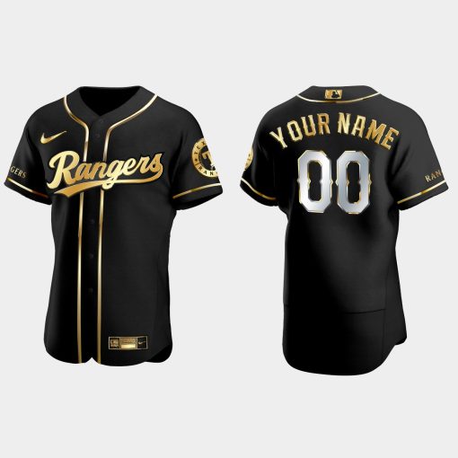 Custom Texas Rangers Golden Edition Flex Base Jersey Black