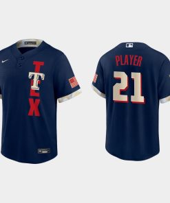 Custom Texas Rangers 2021 All-star Game Cool Base Jersey Navy